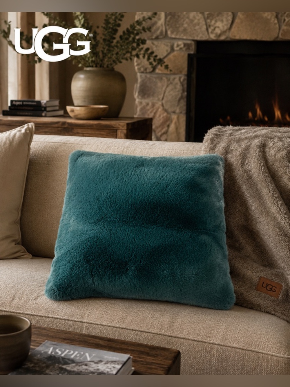 UGG Teal Plush Accent Pillow